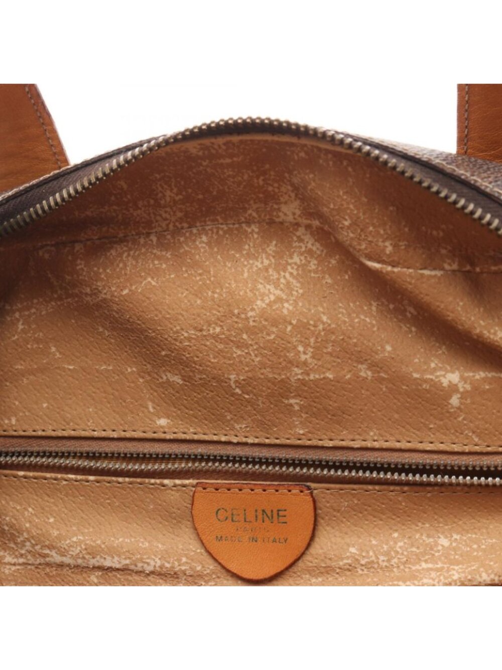 Celine Handbag Macadam Round Charm Dark Brown Canvas Leather Hand - Picture 7 of 13